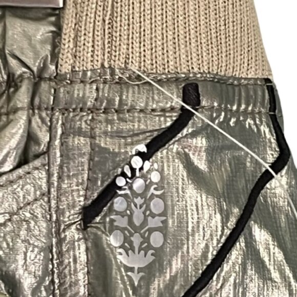 Free People Women's Color Burst Shine Hike Green Metallic Balloon Leg Pants Med - Picture 16 of 16